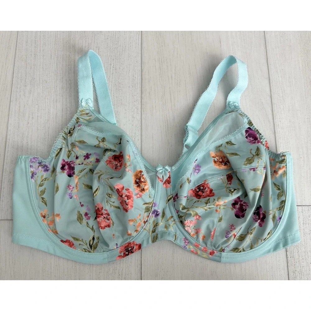 Goddess Kayla Banded Underwire Bra Sz 44G Blue Floral‎ Colorful